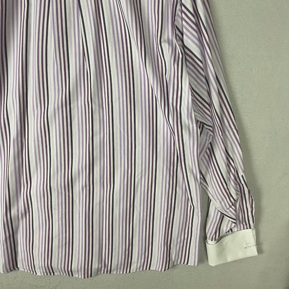 ALEXANDER JULIAN Colours Men's Purple Stripe French Cuff Dress Shirt USA Vintage - Picture 11 of 16